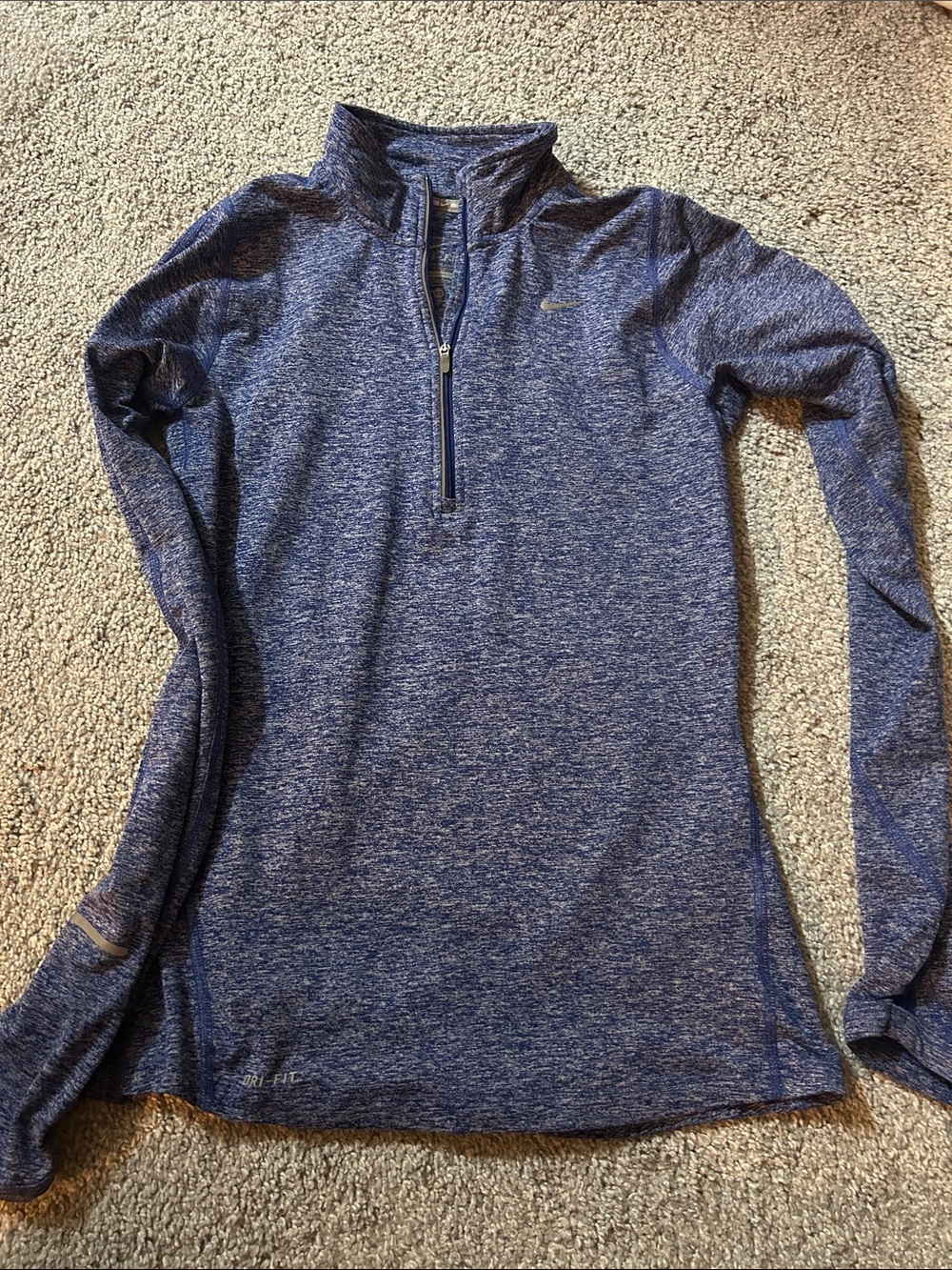 Nike Heathered Navy Blue Quarter-Zip Performance Top